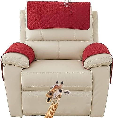 MeRcri Copri per Sedia Reclinabile e Poltrona, Braccioli Protezione Sedile per 1-3 Posti (Rosso, 1 Sedile)