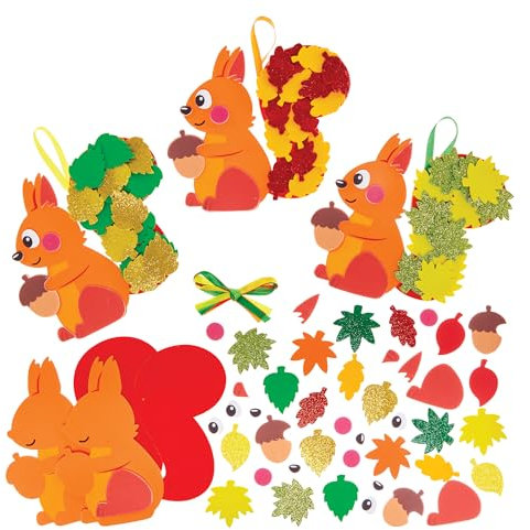 Baker Ross FX577 Laubige Eichhörnchen-Mix&Match-Dekorationssets - Packung mit 5, Herbstdekorationen für Kinder