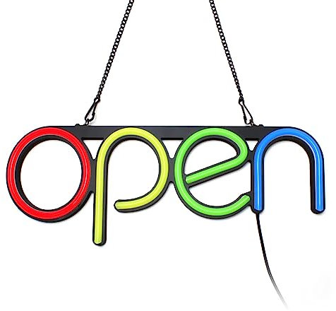 Ucult Neonschild Optik LED-Schild Open 48x25 cm Leuchtschild geöffnet I Leuchtendes Schild zum Aufhängen mit Netzstecker I OFFEN Geöffnet Schilder Gastro