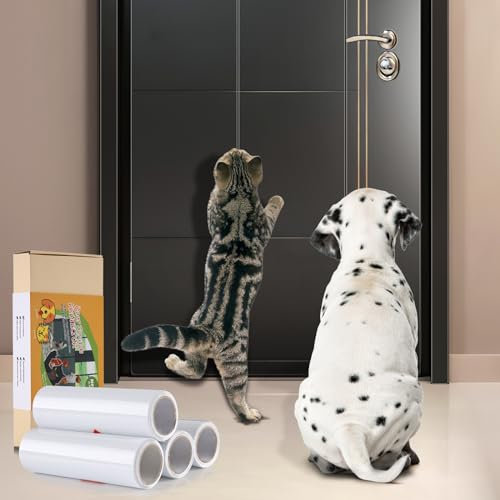 Protection Porte Chien Chat Anti Griffe Protège 4pcs 10x100cm Transparent Autocollant pour Matelas Door Canapé