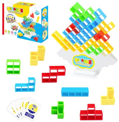 Newpop 32 Pièces Tetris Tower, Jeux D'Adresse, Jeu Equilibre, Jouet D'Équilibre, Blocs de Construction, Jouets D'Équilibrage pour Garçon Fille, Éducatifs Cadeaux pour Jeux de Famille, Fêtes, Voyages