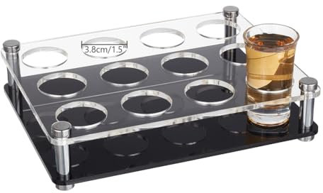 nbeads 12 Löcher Acryl Schnapsglas Tablett-Halter, Shot Gläser Bulk Tray Schnapsglas Serviertabletts Bier Wein Glas Display Rack für Bar Party Club und Familie Frenzy Party, Loch: 3.8cm
