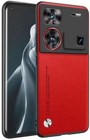HONLEN Coque de pour Nubia Z60 Ultra/Leading Version/Photographer Edition (6.8 inches) Étui de Téléphone Professionnel en Cuir, Rouge