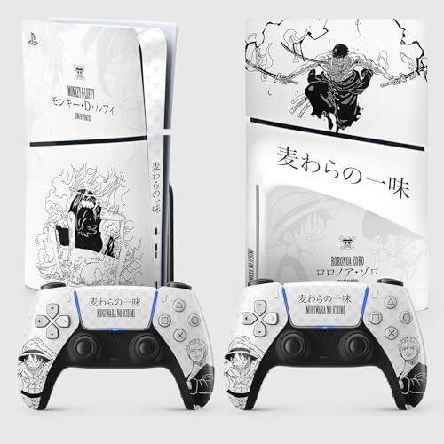 PS5 Skin Slim Gear 1, Aufkleber Playstation 5 Manga, Konsole und Controller, Edition Slim Disk, Skin Gear 1 PS5 (2 Controller)