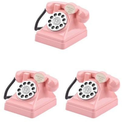 Spardose für Telefon, Retro-Telefon, Sparschwein für Schlafzimmer, Schrank, Büro, Rosa, Rosa, Rot, 10,6 x 11 x 12 cm, 3 Stück