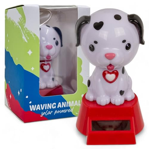 MIJOMA Solarbetriebene Wackelfigur - Bewegliche Figur mit Solarzelle, Kunststoff, 10 cm hoch, Keine Batterien notwendig, Für Fensterbretter, Autos & sonnige Plätze (Hund Kawaii)
