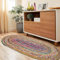 Craft Trade Bunt Waschbarer Boho Jute Teppich Reversibel Geflochten Handgewebt Oval Flickenteppich für Küche Wohnzimmer und Schlafzimmer- 90x150 cm