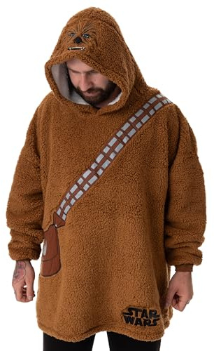 Star Wars Unisex Wearable Blanket Hoodie | Adults Hooded Pullover Character Graphics | One Size Sherpa Lined Loungewear | Classic Movie Merchandise Gift