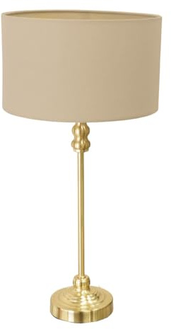 ValueLights | Gold Metal Candlestick Table Lamp with Cream Fabric Drum Shade Bedside Light | Table Lamps, Home Décor & Improvement Essential