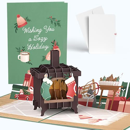 Lovepop® 3D Pop-Up Karte Gemütliche Weihnachten Weihnachtskarte Premium | mit Versteckfach für Geldgeschenke & Gutscheine | inkl. Umschlag | Ausziehbare Notizkarte