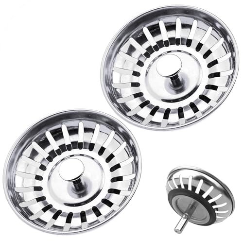 Tomario Kitchen Sink Strainer Plug Stainless Steel Thicken for Kitchen Sink, Hole Diameter 78mm 79mm 82mm 84mm (Silver-2 Pack, 78mm)