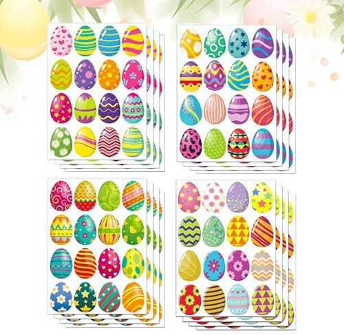 Osteraufkleber, Cartoon-Osterei-Aufkleber, bunte Eieraufkleber, große Auswahl an Designs, einfach abziehen und aufkleben, keine Falten oder Beschädigungen: 12 x 16,5 cm, für Karten, Spielzeug, Bastela