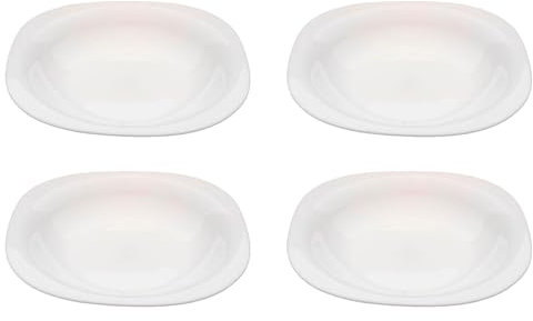 AC - Pack de 4 Platos Hondos - Modelo Boreal - 22 cm - Vidrio opal - Apto para lavavajillas y microondas - Ideal para el hogar, Cocina y hostelería