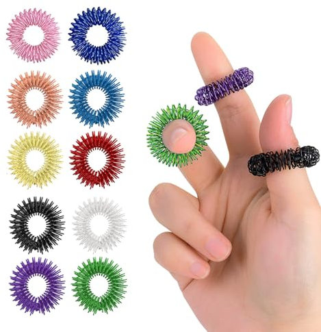 akupressur ring Set,10 Stück groß Akupressur Ring, Massage Ring für Stress Reduzierstück und Förderung der Durchblutung, Massageringe für Finger Akupressurring,Ying Yang Energie Ring