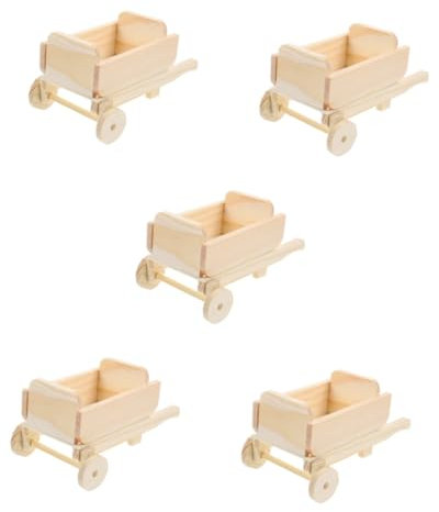 VICASKY 5pcs Miniature Landscape Cart Wooden Mini Cart Model Garden Decor Miniature Decor Doll House Accessory