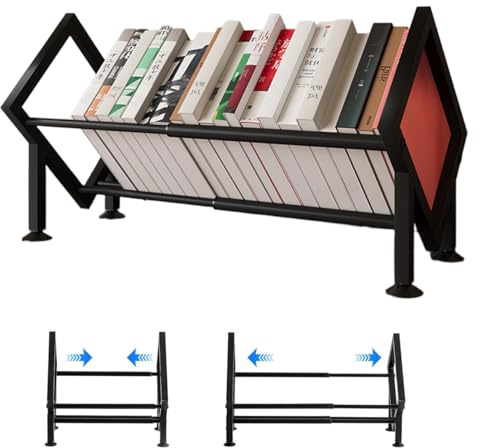 Ayicheyl Scrivania Scaffale Libri Piccola Libreria, Retrattile Porta Libri Metallico Mini Librerie, Desk Shelf Salvaspazio Biblioteca per Le Scrivanie Dei Bambini, Gli Uffici, I Soggiorni (Nero)