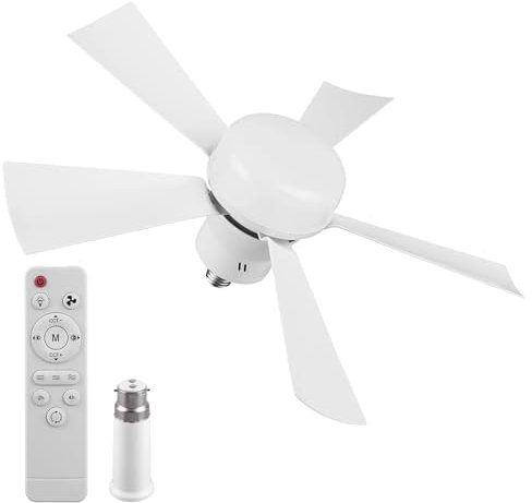 Fiorky Ventilateur de douille avec télécommande ventilateur de plafond amovible avec lampe sans fil pour le salon de la cuisine de la chambre (carré B22 à E26 / 27)