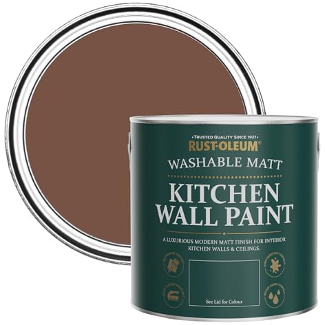 Rust-Oleum Washable Kitchen Wall & Ceiling Paint Paint, Stain, Mould and Moisture Resistant in Matt Finish - Faded Ember 2.5 litres