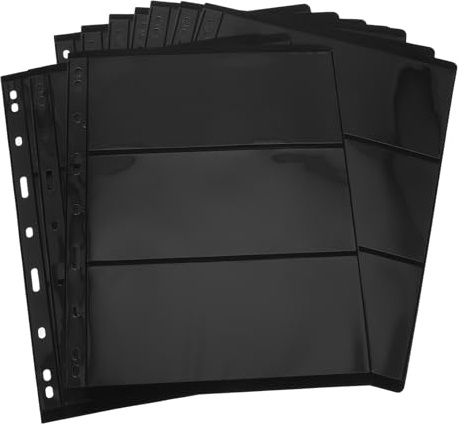 VICASKY Stamp Album Sheets Double-Sided Loose-Leaf Binder Pages for Stamp Collectors 3-Row Storage Inserts for Organising Browsing and Display 10 pack