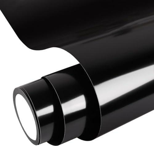 Black Permanent Vinyl Roll 12 x 48, Glossy Adhesive Vinyl for Cricut and Cutting Machines, Waterproof Permanent for Outdoor Decor, Mugs, Car Decals, Stickers, Scrapbooking & Signs