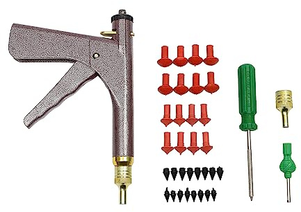 Fridgestea Tubeless Tire Repair Kit with Tire Plugger Gun | Tyre Puncture Repair Kit for Car Motorcycle Truck ATV SUV, Portable Toolbox with 16 Mushroom Plugs & Bilingual Manual