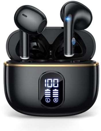 Wireless Earbuds, Bluetooth 5.4 Headphones in Ear buds, Wireless Earphones with HiFi Stereo Deep Bass, HiFi Stereo Bluetooth Earphones for iPhone/Android, IPX7 Waterproof, 48H Playtime LED Display