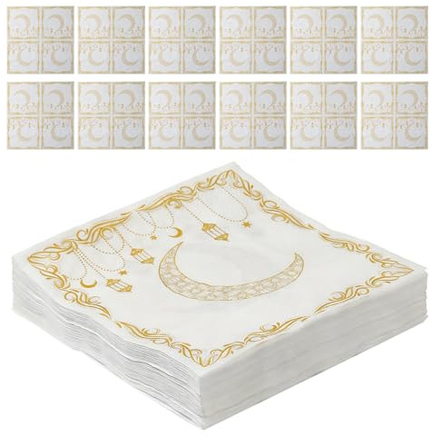 TOYANDONA 100 Stück Eid Mubarak Servietten – Einweg-Tischservietten zum Mondfest – Papierservietten für Getränke, Geburtstag, Verlobung, Sommerparty, Silvesteressen