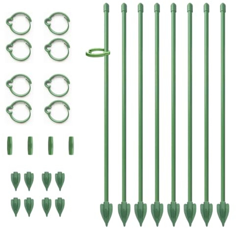 AEUXZA Set 36 Sostegni per Piante, Supporto Piante Interno (30cm estensibile a 60cm), Aste in Fibra di Vetro con Clip e Picchetti per Monstera e Orchidee.