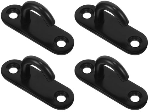 OHPHCALL Ceiling Hooks for Secure Hold on Ceilings and Swings with U-Shaped Oval Opening 4pcs Stainless Steel Pad Eye Plate Hooks Heavy Duty Versatile Design in Black