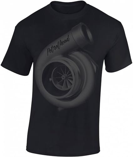 Baddery Petrolhead: Turbocharger Turbolader - Geschenk für Autoliebhaber - T-Shirt für alle Tuning-, Drift-, und Motorsport Fan - Auto T-Shirt Herren Shirt - Geschenk Auto - Auto-Fahrer, S, Schwarz