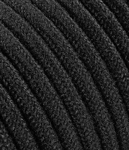 Cavo Elettrico Tondo/Rotondo Rivestito in Tessuto. Colore Nero Cotone. Sezione 3x0.75 (10 Metri)
