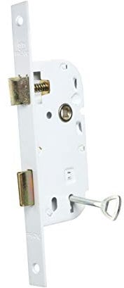 Bricard 2681 Serrure à encastrer axe 40 mm pour Porte de Chambre à Clé. coloris Blanc