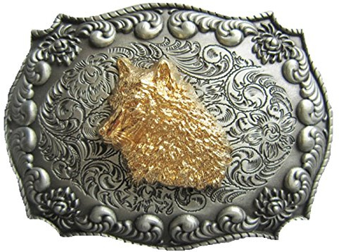 Urban Backwoods Wolf Head II Gürtelschnalle für Wechselgürtel Buckle