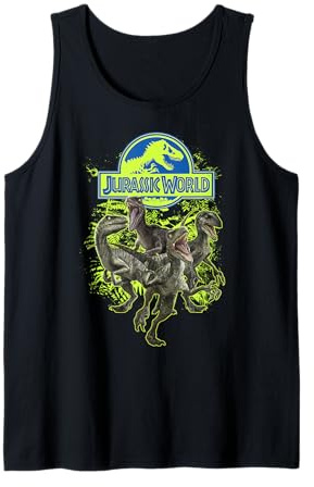 Jurassic World Raptor Group Lime Green Logo Tank Top