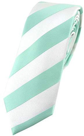TigerTie - schmale Designer Krawatte in mint weiss gestreift