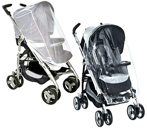 Geformtes Moskitonetz und Regenschutz nur für Kinderwagen - Abdeckung vor Wespen, Mücken, Insekten, Regen und Wind