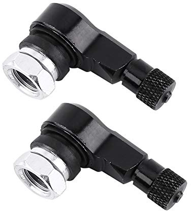 90 Grad Reifenventilschaft, 2 Stück 11,3 mm Universal Motorrad Aluminiumlegierung Rad Reifen Ventilschaftkappen 90 Grad(Schwarz)