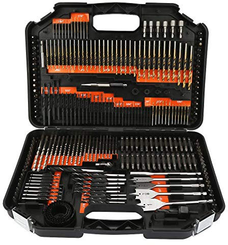 Juego de 246 machos de roscar Combinados, Brocas y Destornilladores con Caja de plástico Negro para taladros de Madera, Metal, Cemento y Tornillos en una Caja de plástico