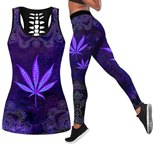 DRZHEAM Damen Zucker Schädel Yoga Outfits für Frauen 2 Stück Sets, Weihnachten Tank Tops Leggings Training Activewear für Mädchen