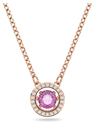 Swarovski Sparkling Dance Halskette, Rosé Vergoldete Damenhalskette mit Violettem Element und Strahlendem Anhänger