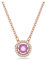 Swarovski Pendentif Sparkling Dance, pièce centrale violette entourée de cristaux pavés blancs dans un cadre plaqué or rosé, chaîne ajustable, violet