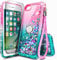 NGB Kompatibel mit iPhone 6, 6S, 7, 8, iPhone SE 3 2022/iPhone SE 2 2020, Hülle mit gehärtetem Glas, Ringhalter, Mädchen, Frauen, Kinder, Flüssiger Glitzer, TPU, niedliche Hülle (Rosa/Aqua)