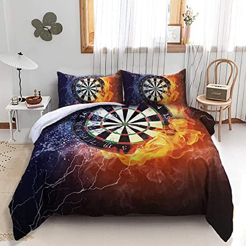 igyhuij Bettwäsche 135x200 EIS und Feuer Darts Thema, 3D-Bedrucken Weich Mikrofaser Bettzeug Set, 1 x Bettbezug mit 2 x Kissenbezug 80x80 cm mit Reißveschluss