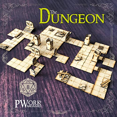 Pwork Wargames The Dungeon – 3D-Taktische Karten RPG Fantasy Dungeon Tiles – Modulare 3D-Karten aus MDF, 3 mm