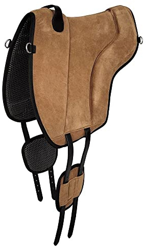 A&M Reitsport Reitpad aus Leder, Bareback Pad, baumloser Sattel 1106, Neu, Farbe:Tan