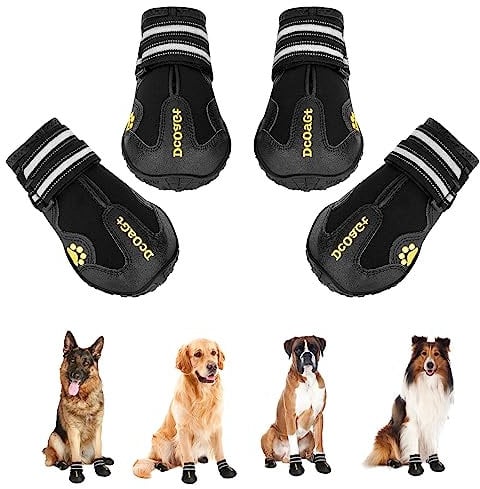 Hundeschuhe für große Hunde, Hundestiefel und Pfotenschutz für heißen Gehweg, Winterschnee, rutschfeste Schuhe zum Wandern, Spazierengehen, wasserdicht, atmungsaktiv und reflektierend, für große