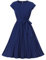 Wellwits Women's Solid Pleated A Line Knee Long Formal Vintage Dress Navy S