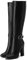 Frankie Hsu Stivali al ginocchio con tacco alto, stile polpaccio nero, fibbia design punta rotonda scarpa classica per le donne US4-14, nero, 39.5 EU
