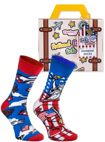 Rainbow Socks - Amerikanische Socken In Einem Koffer - Für Den Reisenden, Touristen, Liebhaber Der Vereinigten Staaten - 1 Paar