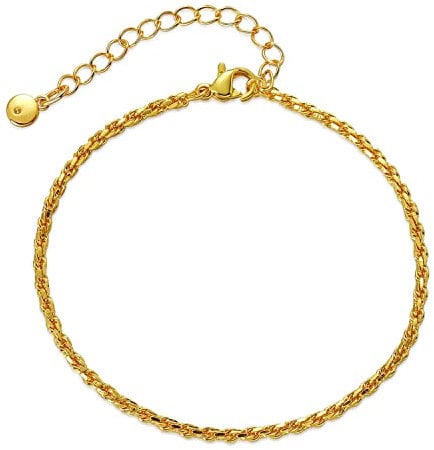 Jewlure 18k Gold Plated Bracelet, Women'S Delicate Twist Bracelet, Adjustable Stacking Bracelet, Suitable For Women'S Birthday, Valentine'S Day, Party Gift